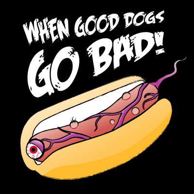 An illustration of a mutant hot dog